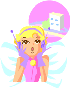 牟礼コミュニティセンターのキャラクターが考えているイラスト