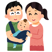 子どもをあやす父と母