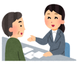 窓口で対応する対応している女性のイラスト